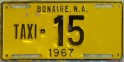 Nummernschilder / Kfz-Kennzeichen Niederländische Antillen 1967 1960er Bonaire